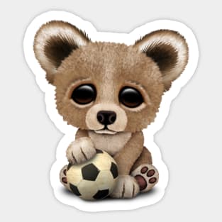 Cute Baby Bear With Football Soccer Ball Sticker